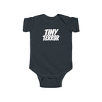 Black baby bodysuit with 'TINY TERROR' front graphic
