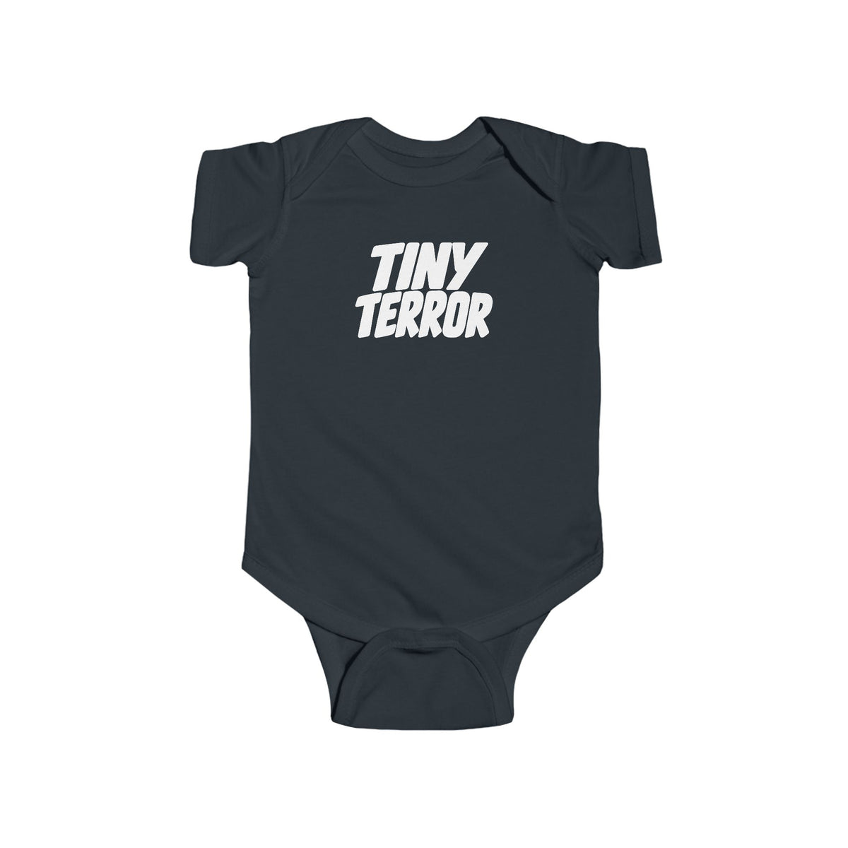 Black baby bodysuit with 'TINY TERROR' front graphic