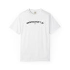 White T-shirt with 'Sunday Recovery Club' chest graphic, front view