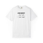 White T-shirt with front 'Loud Noises' graphic illustration
