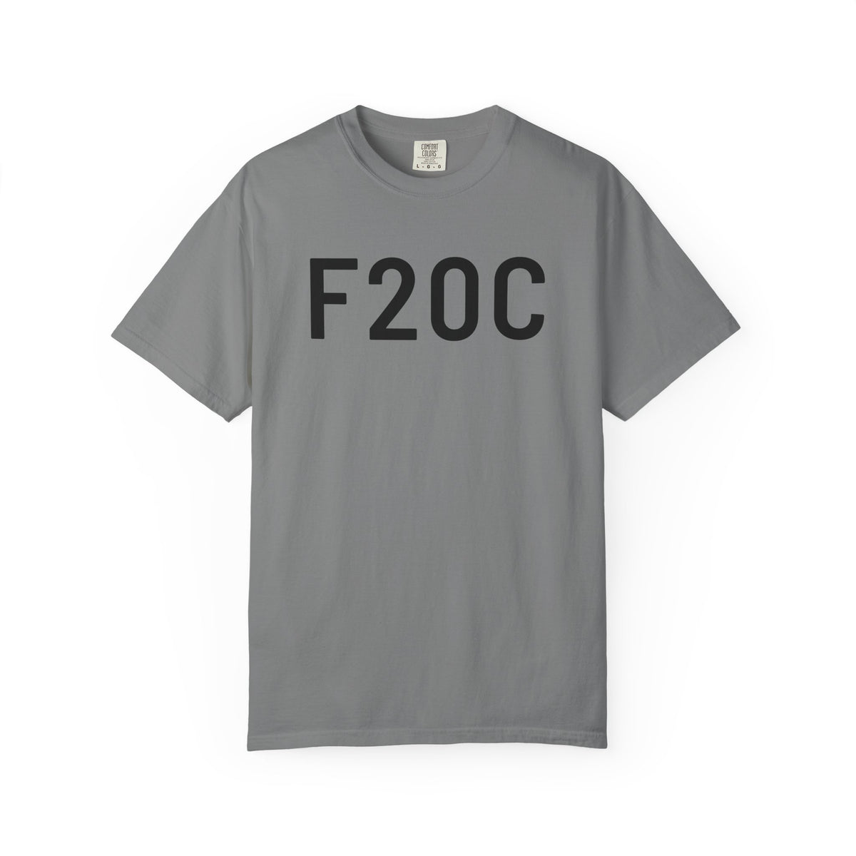 Grey T-shirt with black "F20C" front graphic
