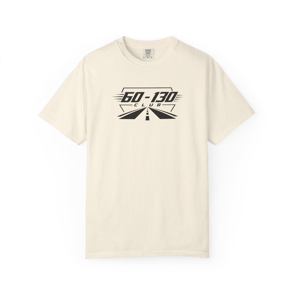 Ivory crew-neck T-shirt with 60-130 Club logo graphic on the chest