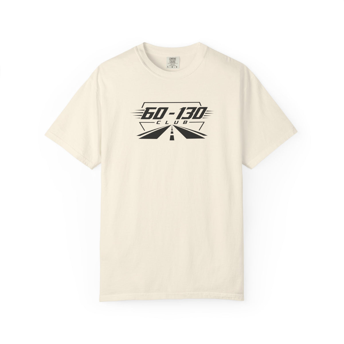 Ivory crew-neck T-shirt with 60-130 Club logo graphic on the chest