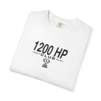 White T-shirt with black “1200 HP Club” logo on the chest, short sleeves