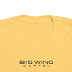Butter yellow toddler t-shirt with Big Wing Cartel chest logo