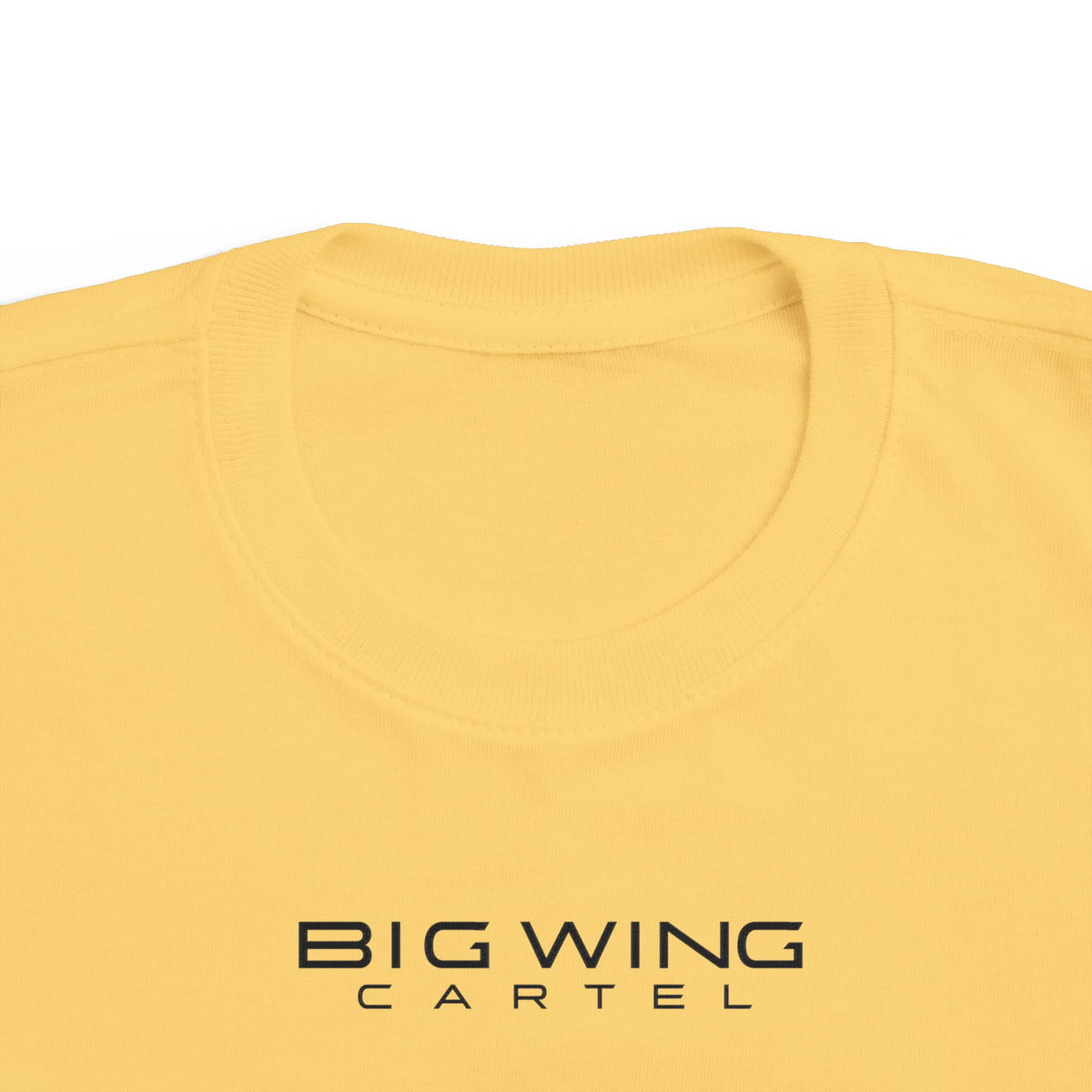 Butter yellow toddler t-shirt with Big Wing Cartel chest logo