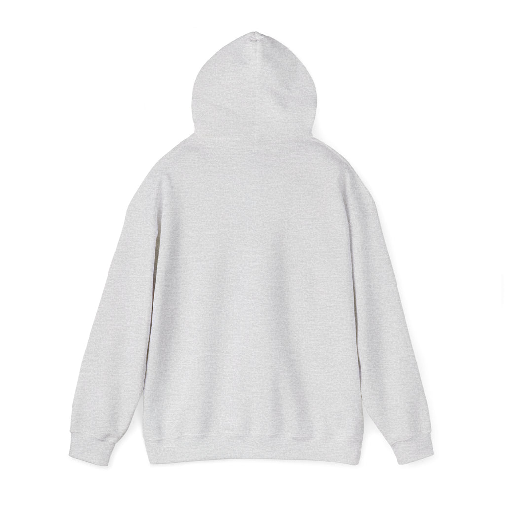 Light gray pullover hoodie back view with hood and long sleeves