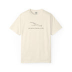 Ivory crew-neck T-shirt with fish logo and “Ducktail Social Club” text print