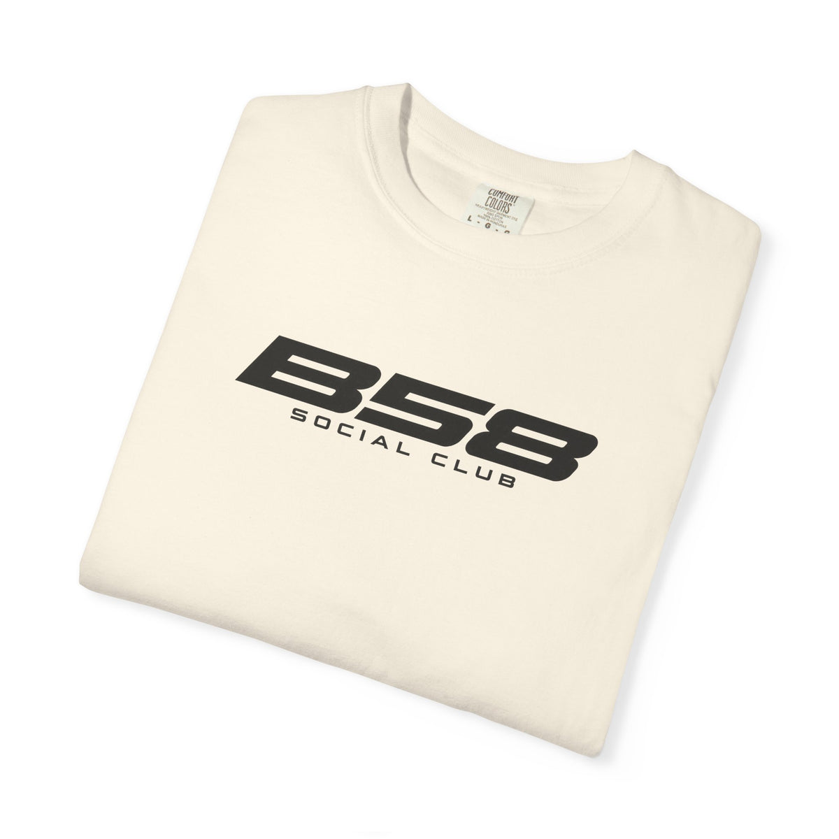 Ivory crew-neck T-shirt with B58 Social Club logo chest print