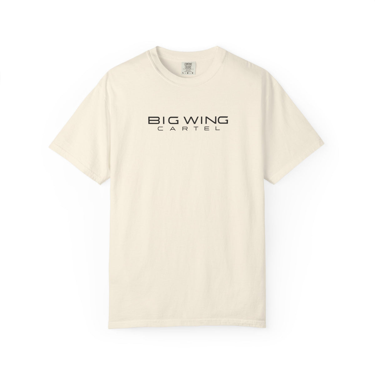 Ivory crew-neck T-shirt with BIG WING CARTEL chest logo