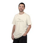 Ivory crewneck T-shirt with fish graphic logo on chest, short sleeves