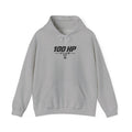 Sport grey pullover hoodie with drawstring hood, kangaroo pocket, and 100 HP Club logo