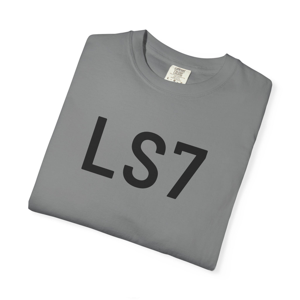 Gray crewneck T-shirt with large black 'LS7' front print