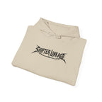 Sand hoodie folded with front logo and drawstring hood