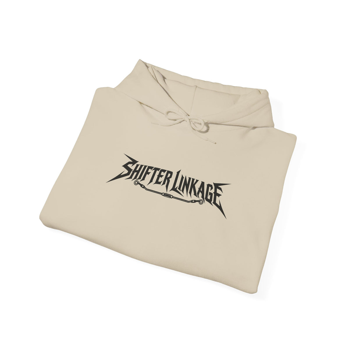 Sand hoodie folded with front logo and drawstring hood