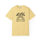 Butter yellow crew-neck T-shirt with 2.6L Social Club JDM car graphic