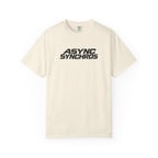 Ivory crew-neck T-shirt with ASYNC SYNCHROS graphic logo on the chest