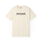 Ivory crewneck graphic tee with Shifter Linkage logo print at center front