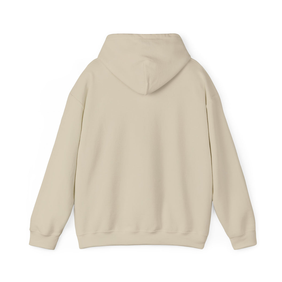 Sand hoodie back view with hood and full-length sleeves