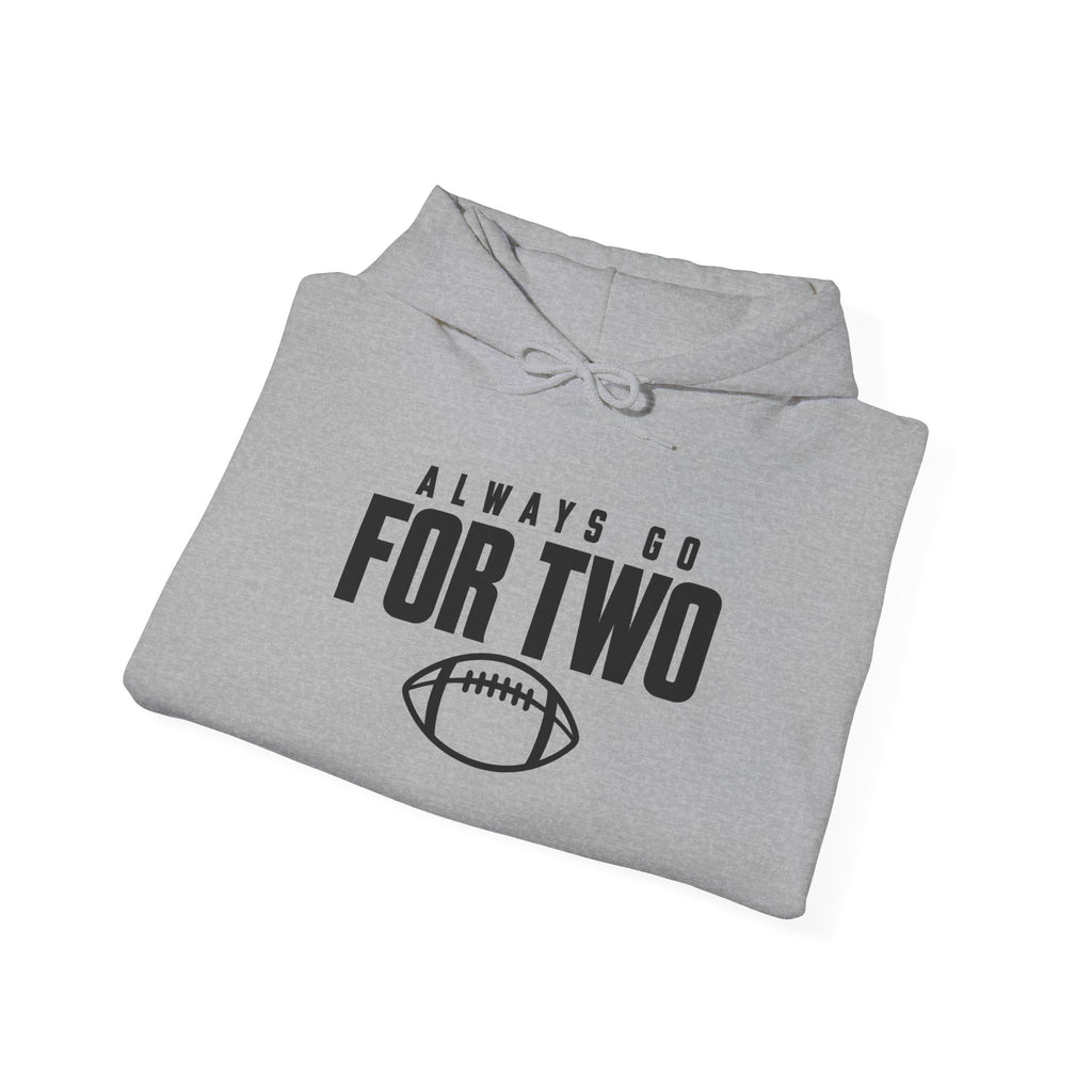 Sport grey hoodie folded with drawstring hood and football graphic on chest