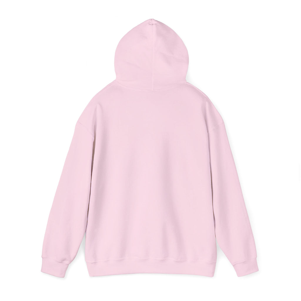 Light pink baby pullover hoodie back view with hood and long sleeves