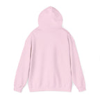 Light pink baby pullover hoodie back view with hood and long sleeves