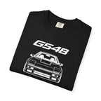 Black G54B JDM T-shirt close-up: G54B logo and car line art