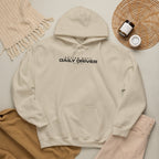 Light beige pullover hoodie with hood, drawstring, and kangaroo pocket