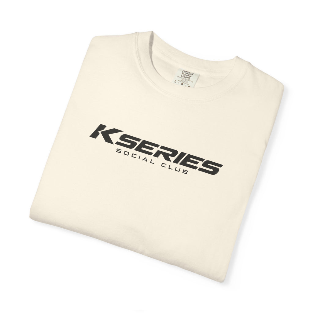 Ivory crew-neck T-shirt with K-series Social Club logo print