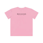 Kids pink T-shirt with Big Wing Cartel chest logo graphic