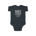 Dark baby bodysuit with 'Dad's Favorite Co-Pilot' graphic on front