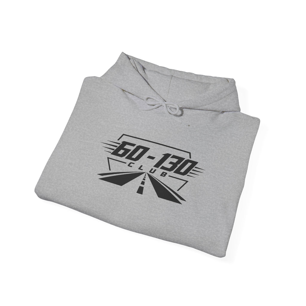 Sport gray pullover club hoodie with drawstring hood and 60-130 logo print